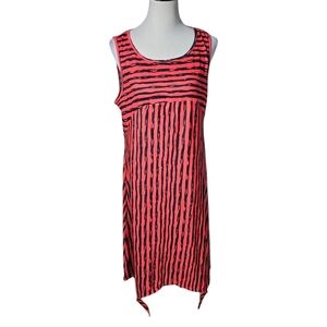 Misslook Large Red and Black Striped Sleeveless Handkerchief Dress